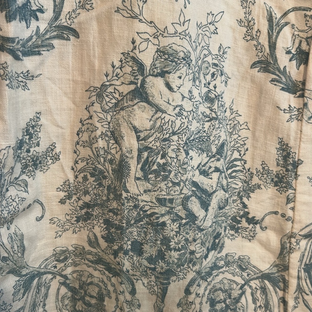 Vintage 1990s Linen Match Blue and White Dress Size 6P. - Picture 6 of 11